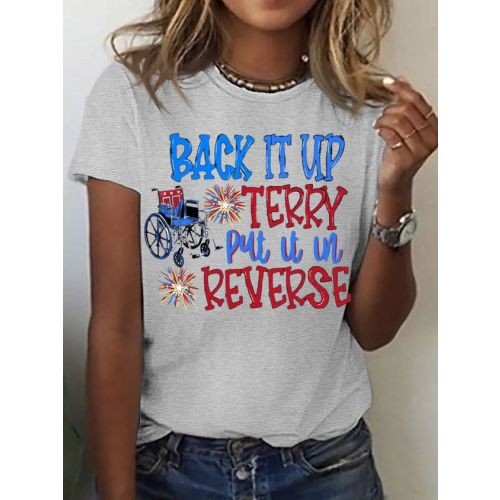 Women's Cotton Back It Up Terry Put in Reverse Fireworks Independence Day Patriotic T-Shirt