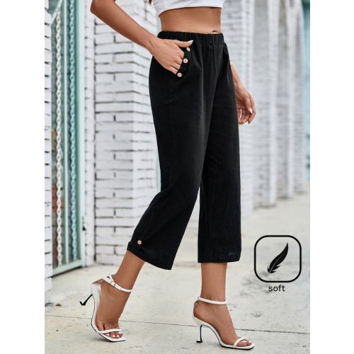 Buckle Loose Abstract Casual Pants